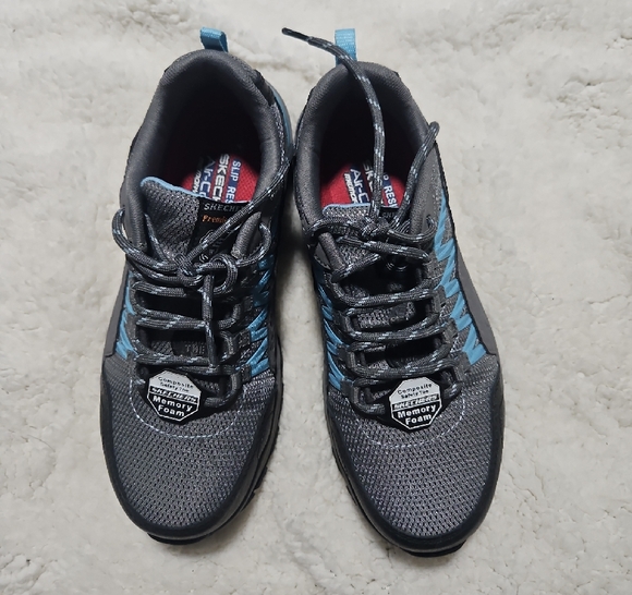 Skechers Shoes - Skechers Gray and Blue Athletic Shoes with Rugged Sole